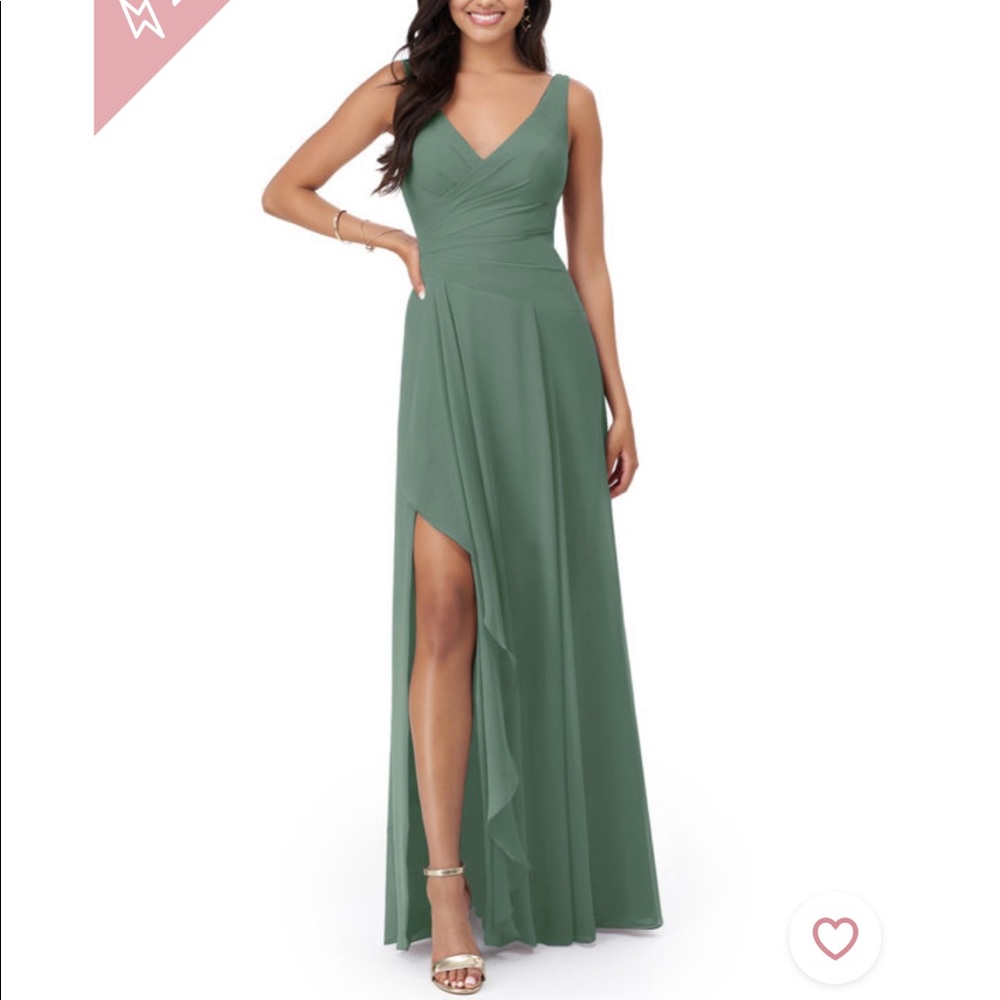 Azazie bridesmaid dress Eucalyptus color